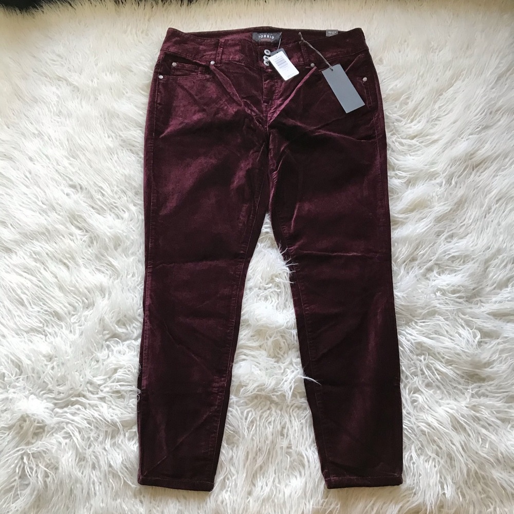 🆕TORRID JEGGING - STRETCH VELVET BURGUNDY PURPLE - Picture 9 of 16